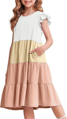 Dekliška Poletna Obleka z Volančastimi Rokavi