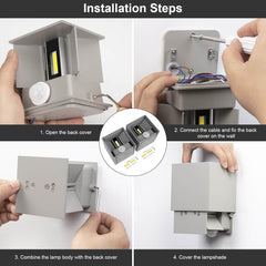 12 W Zunanja LED Stenska Svetilka s Senozrjem Gibanja- 6000 K