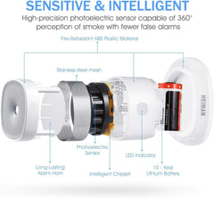 Mini dimni alarm z 10-letno baterijo in fotoelektričnim senzorjem - 3 kosi