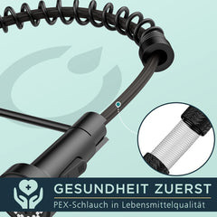 FORIOUS Kuhinjska Pipa, Visokotlačna, 360° Vrtljiva, Črna