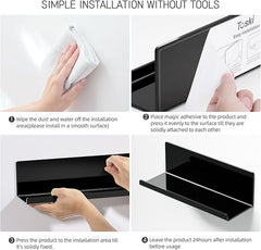 Akrilna črna stenska polica, 30 cm