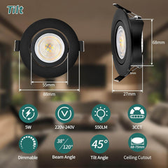 KYOTECH zatemnljiv in vrtljiv vgradni LED reflektor