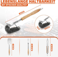 TIVOLI 4-delni set žar pribora iz nerjavečega jekla z lesenimi ročaji