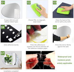 JMITHA Asimetrično samolepilno stensko ogledalo brez okvirja - 36 × 47,7 cm