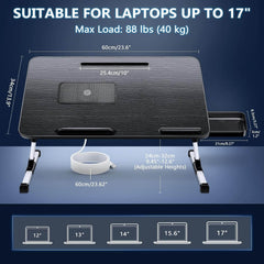 ICARE nastavljiva miza za prenosnik z ventilatorjem in stojalom za tablico