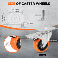 WEIBIDA Komplet 4 vrtljivih koles z zavoro - nosilnost do 450 kg