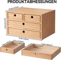 Leseni pisarniški organizator s štirimi predali naraven