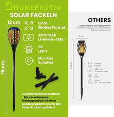 Set 2 XXL Solarnih Bakel z 96 LED Žarnicami za Zunanjost