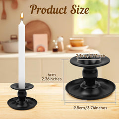 Set 2 črnih kovinskih svečnikov za stožčaste in stebričaste sveče