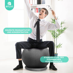 Ergonomska sedežna žoga s pralno prevleko - siva