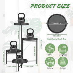 Kovinsko stojalo za rože s štirimi nivoji v črni barvi