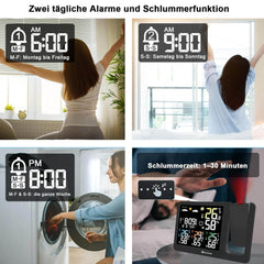 KETOTEK digitalna radijska budilka z brezžično vremensko postajo, higrometrom in termometrom