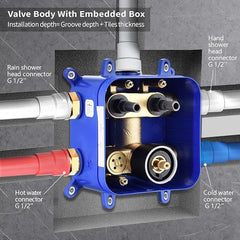 Črni vgradni termostatski tuš sistem 40°C
