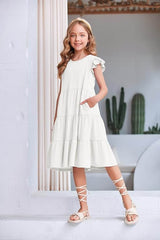 Dekliška Poletna Obleka z Volančastimi Rokavi