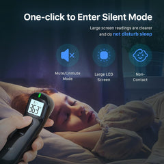 Brezkontaktni digitalni termometer za čelo z barvnim prikazom in tihim načinom - bel