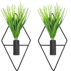 2-Delni Komplet Kovinskih Stenskih Lončkov z Umetnimi Rastlinami