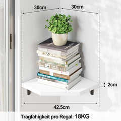 Kotni regal 3-delni bel iz masivnega lesa