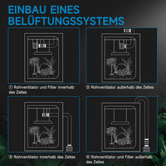 HON&GUAN rastlinjak z ventilacijo in ogljikovim filtrom - 60 × 60 × 160 cm