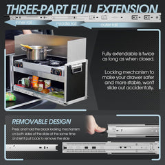 SHUHANG Kroglična izvlečna vodila z zaklepom 700 mm, 68 kg nosilnost - set 2 kosov