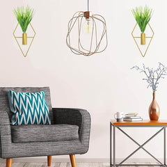 2-Delni Komplet Kovinskih Stenskih Lončkov z Umetnimi Rastlinami