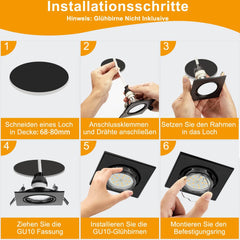 GU10 Črna kvadratna vgradni okvirji za svetila 87mm (10kos)