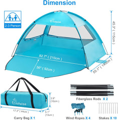 WOLFWISE Plažni sečnik za 3 osebe - UPF 50+