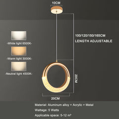 LED viseča svetilka 195 cm, 3 barve svetlobe