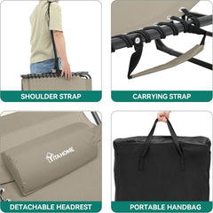 YITAHOME zložljiv ležalnik s 4 nastavitvami položaja in stranskim žepom