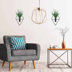 2-Delni Komplet Kovinskih Stenskih Lončkov z Umetnimi Rastlinami (Evkaliptus)