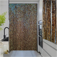 Lesena Zavesa z Biseri za Vrata iz Bambusa - 90 x 200 cm