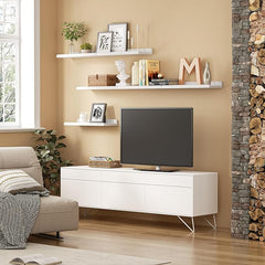 Komplet šestih belih stenskih polic iz lesa