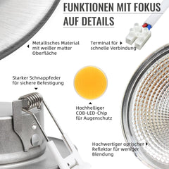 LED reflektor vgradni, 7W, 95mm, 5000K, 6 kosov