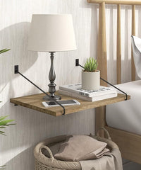 Stenska polica iz masivnega lesa 30 cm globine z nosilci