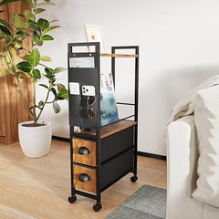 Ozek stranski regal z dvema predaloma in kolesi