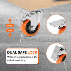 WEIBIDA Komplet 4 vrtljivih koles z zavoro - nosilnost do 450 kg