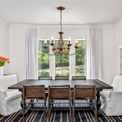 Bronast lestenec v podeželskem retro slogu s šestimi svetilkami