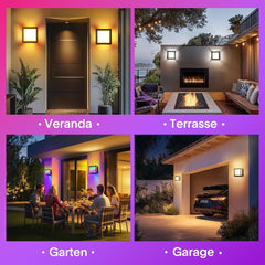 SNADER Pametna WiFi RGB LED stenska svetilka za notranjo in zunanjo uporabo - komplet 2 kosov