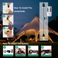 Viseča zunanja svetilka na baterije s senčnikom