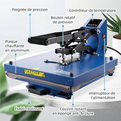 PLANETFLAME toplotna preša za tekstil in sublimacijo – 38 × 38 cm