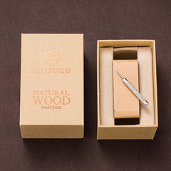 Lesena uniseks ročna ura s svetlečimi kazalci