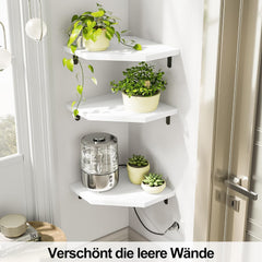 Kotni regal 3-delni bel iz masivnega lesa