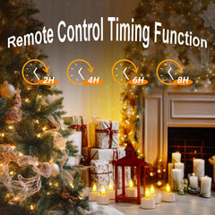 Polnilne LED čajne svečke s časovnikom in daljinskim upravljalnikom - 6 kosov