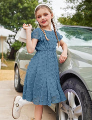 Dekliška Obleka s Kratkimi Rokavi