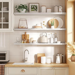 Komplet šestih belih stenskih polic iz lesa