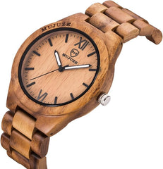 Lesena uniseks ročna ura s svetlečimi kazalci