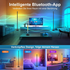 Stoječa LED svetilka RGBIC, 128 cm, z aplikacijo