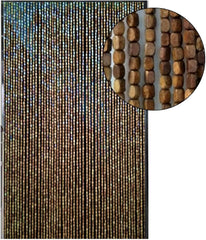 Lesena Zavesa z Biseri za Vrata iz Bambusa - 90 x 200 cm