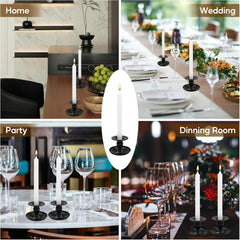 Set 2 črnih kovinskih svečnikov za stožčaste in stebričaste sveče