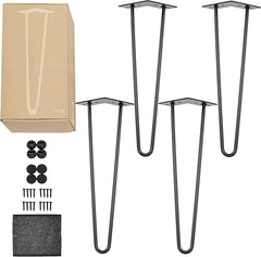 Kovinske črne noge za mizo 41 cm s podlago in filcem