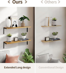 Stenski leseni polici z nosilci 60 cm komplet 2 kosa